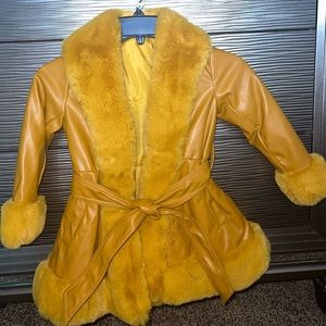 Stylish yellow leather swing jacket